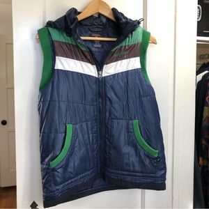 Vintage puffer vest with hood